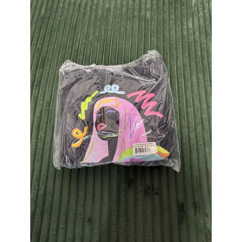 Nicki Minaj Icon Cropped Hoodie — Official Merch, Black, Graphic Front